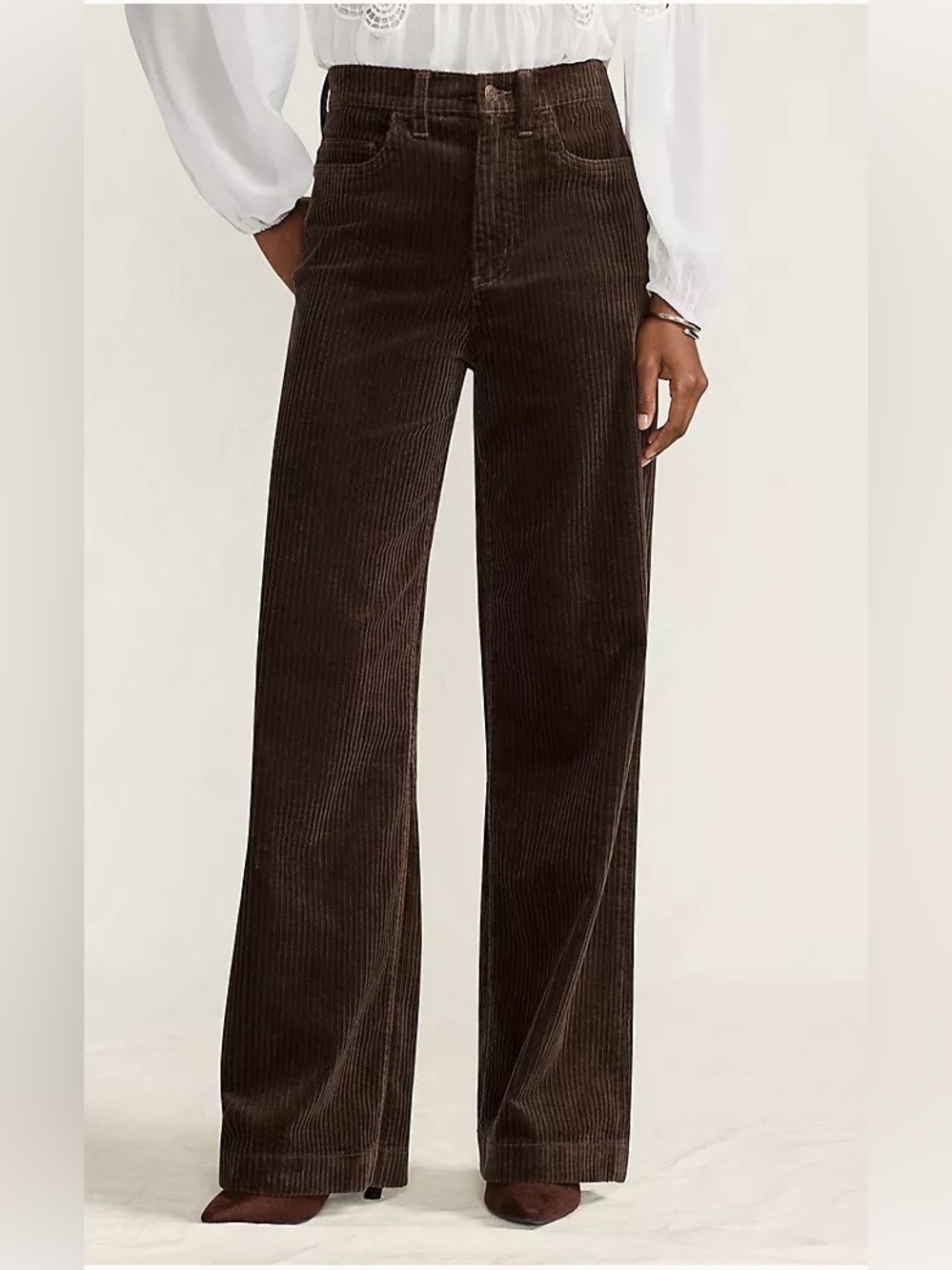 Lands' End Rich Coffee Wide-Leg Corduroy Jeans